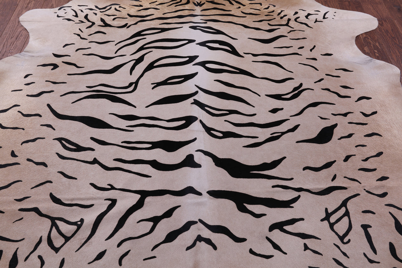 Tiger Animal Print Natural Cowhide Rug - X-Large 7' 5"H x 6' 5"W