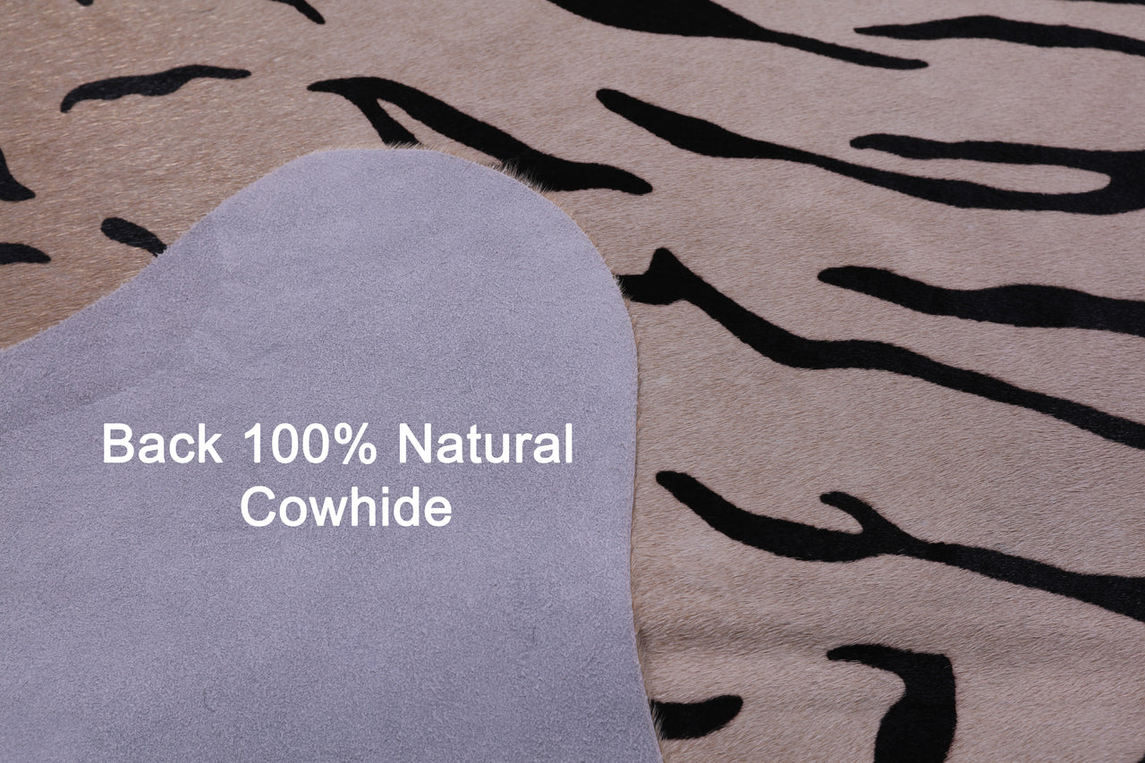 Tiger Animal Print Natural Cowhide Rug - X-Large 7' 5"H x 6' 5"W