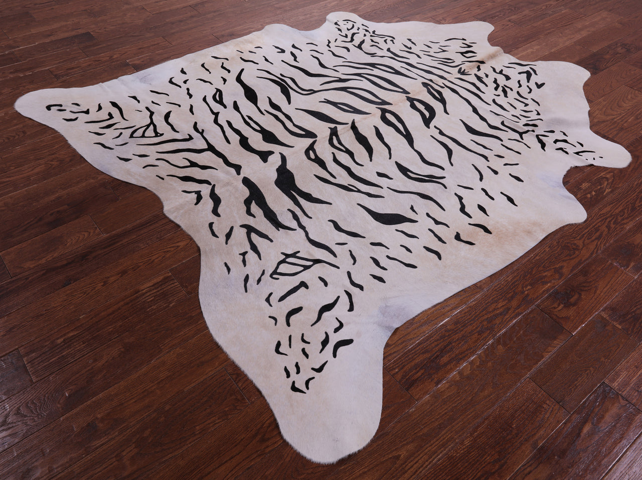 Tiger Animal Print Natural Cowhide Rug - X-Large 7' 3"H x 6' 7"W