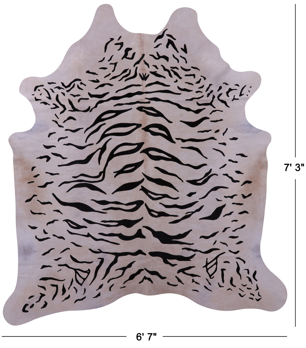 Tiger Animal Print Natural Cowhide Rug - X-Large 7' 3"H x 6' 7"W