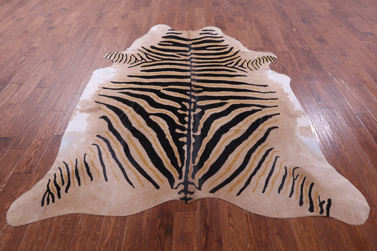 Zebra Animal Print Natural Cowhide Rug - XX-Large 7' 11"H x 6' 8"W