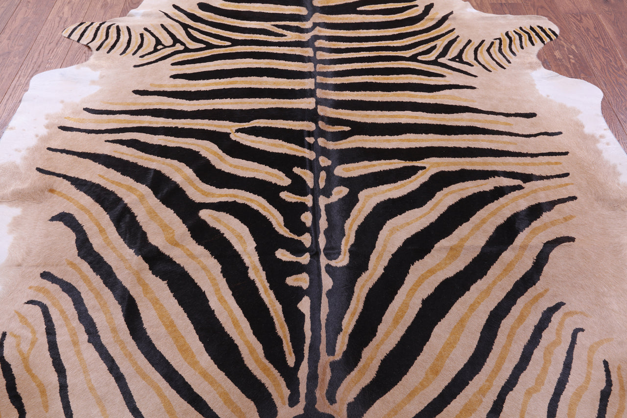 Zebra Animal Print Natural Cowhide Rug - XX-Large 7' 11"H x 6' 8"W