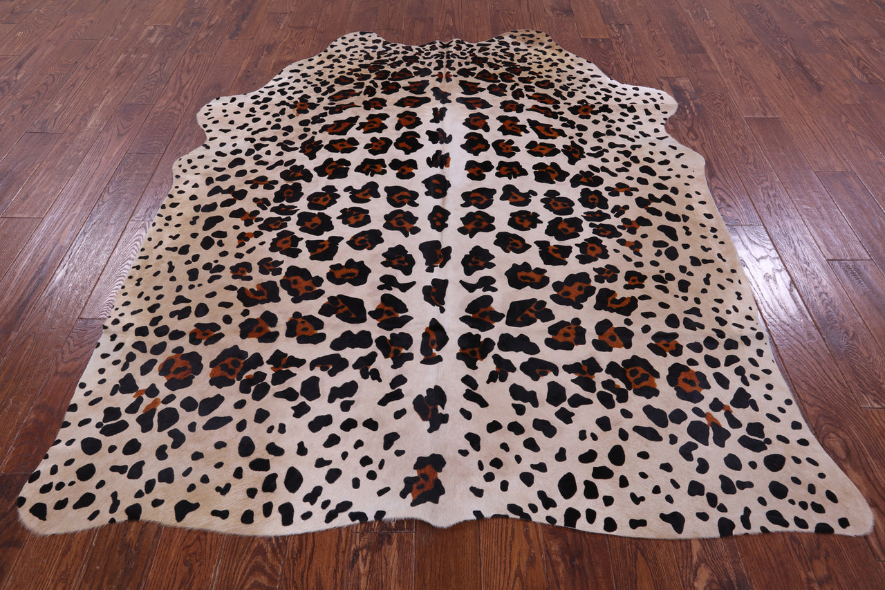 Jaguar Animal Print Natural Cowhide Rug - X-Large 7' 2"H x 5' 9"W