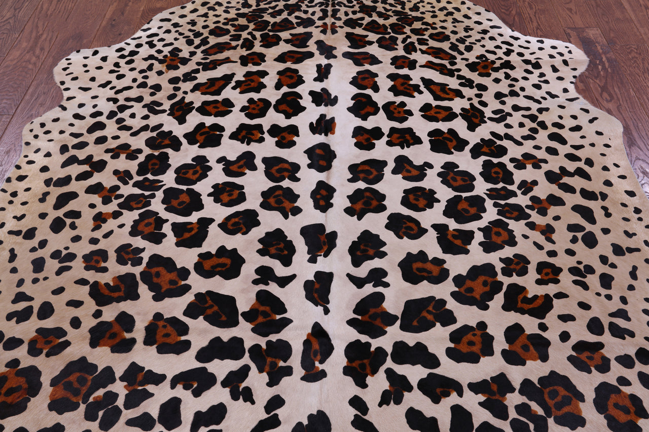 Jaguar Animal Print Natural Cowhide Rug - X-Large 7' 2"H x 5' 9"W