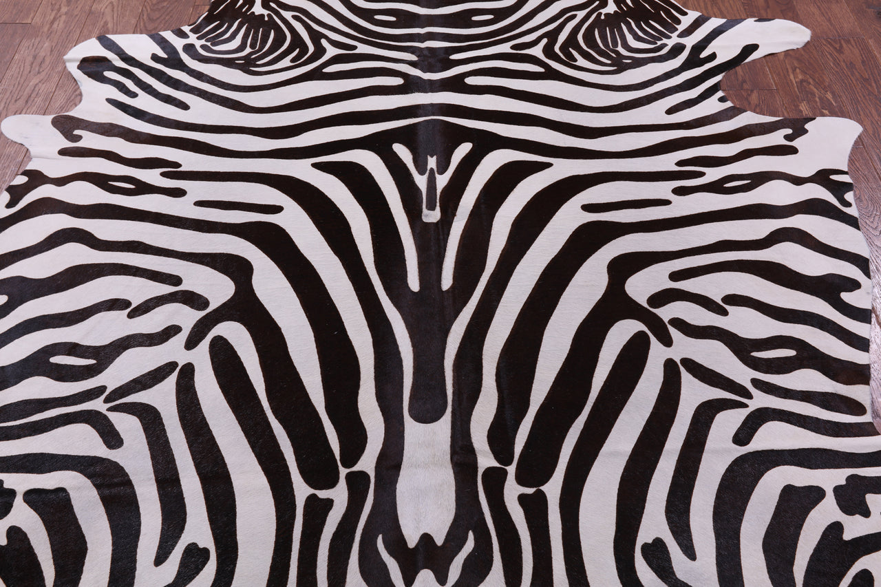 Zebra Animal Print Natural Cowhide Rug - X-Large 7' 5"H x 6' 9"W