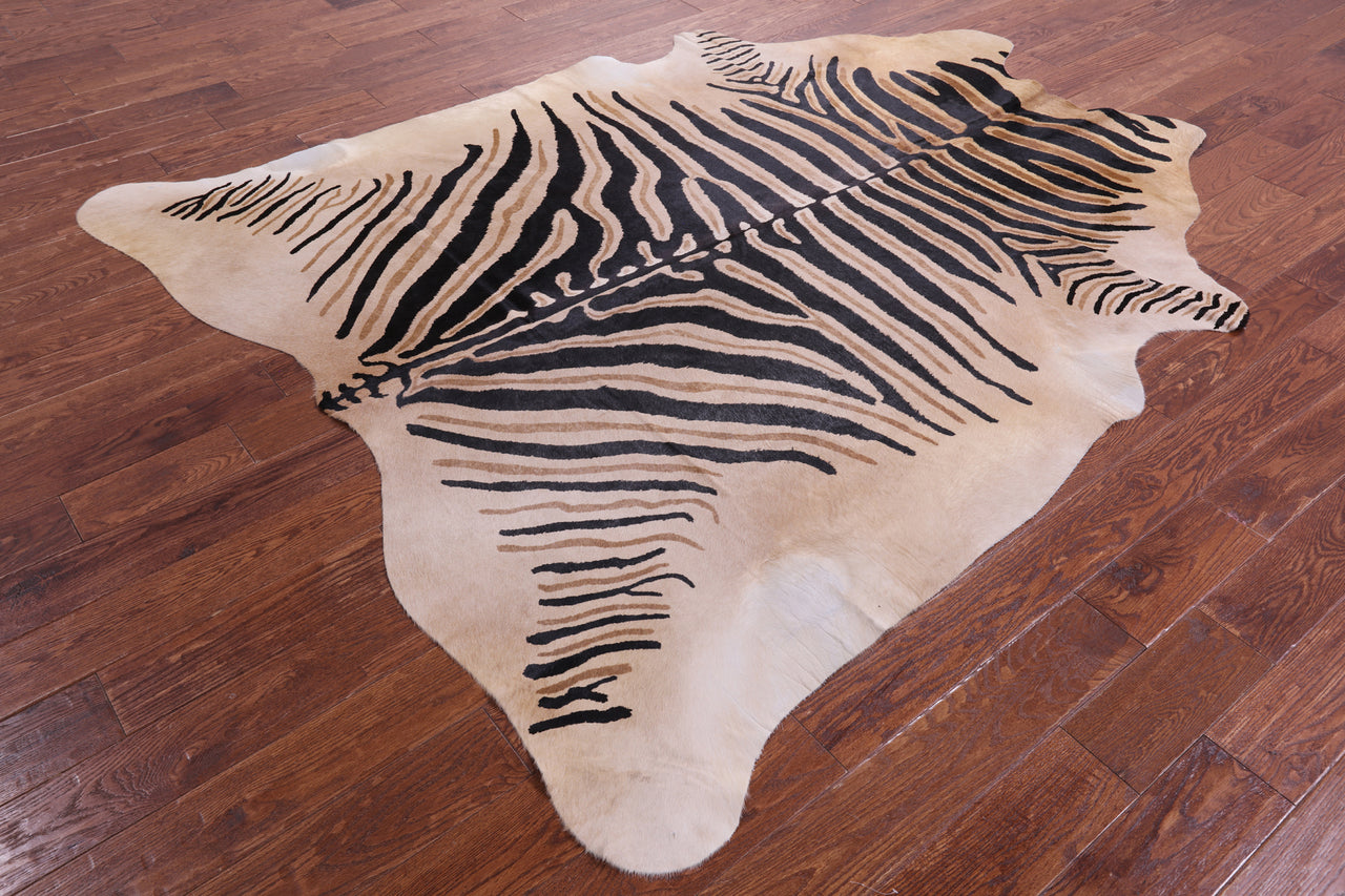 Zebra Animal Print Natural Cowhide Rug - XX-Large 7' 10"H x 6' 8"W