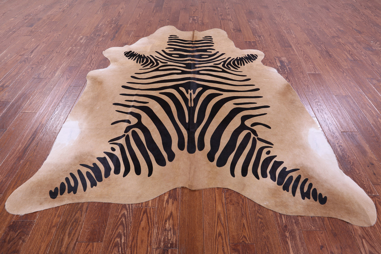 Zebra Animal Print Natural Cowhide Rug - XX-Large 7' 9"H x 6' 10"W