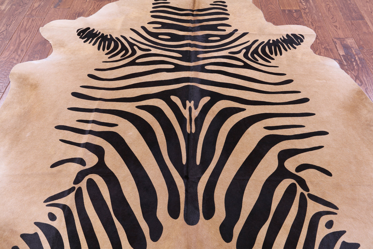 Zebra Animal Print Natural Cowhide Rug - XX-Large 7' 9"H x 6' 10"W
