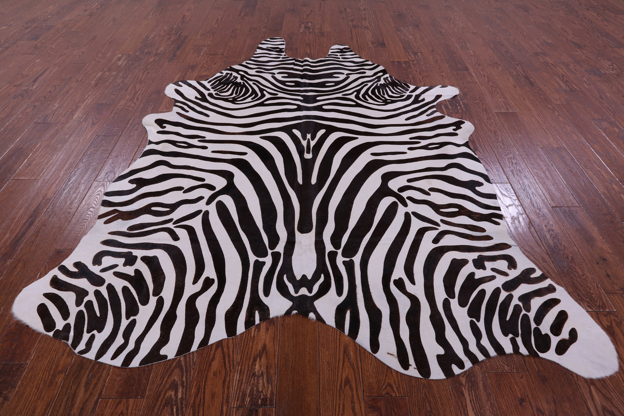 Zebra Animal Print Natural Cowhide Rug - XX-Large 7' 10"H x 6' 6"W
