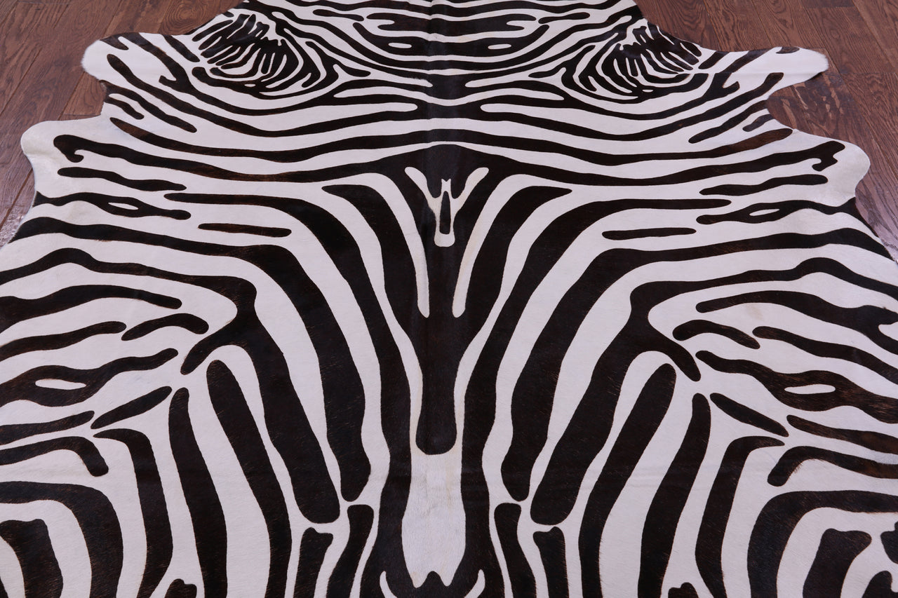 Zebra Animal Print Natural Cowhide Rug - XX-Large 7' 10"H x 6' 6"W