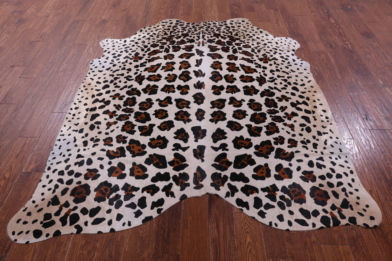 Jaguar Animal Print Natural Cowhide Rug - X-Large 7' 0"H x 6' 0"W