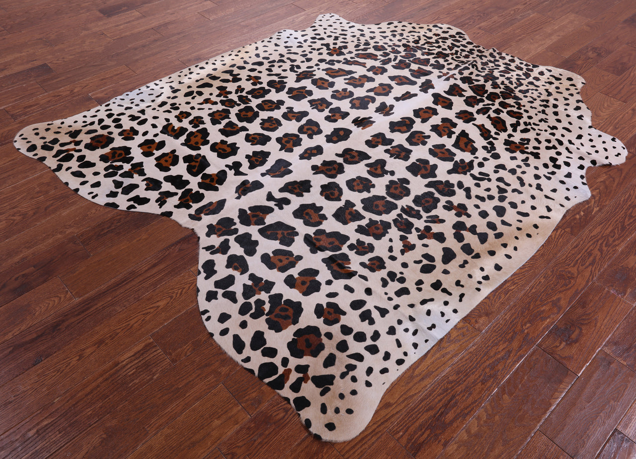 Jaguar Animal Print Natural Cowhide Rug - X-Large 7' 0"H x 6' 0"W
