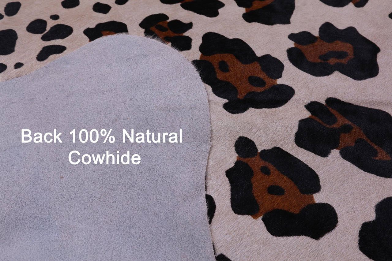 Jaguar Animal Print Natural Cowhide Rug - X-Large 7' 0"H x 6' 0"W