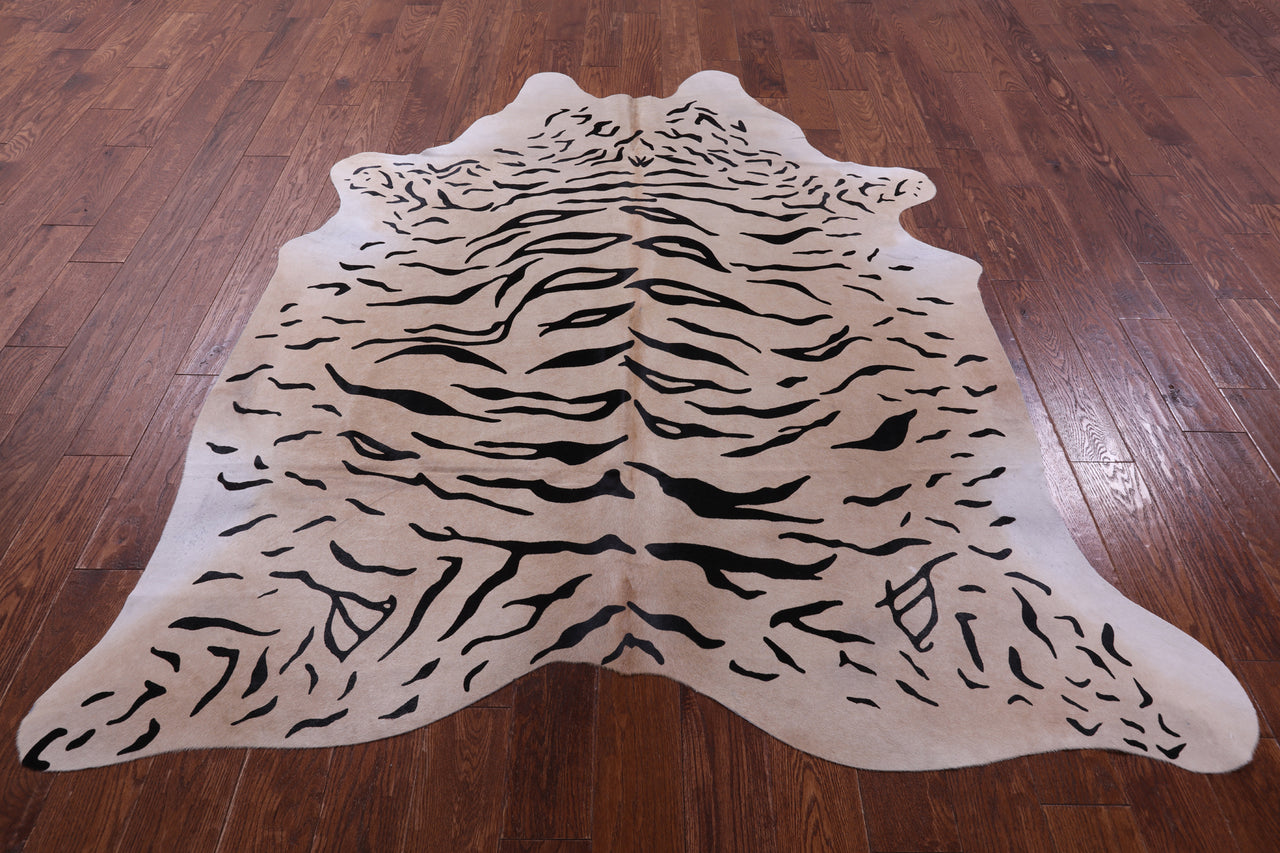 Tiger Animal Print Natural Cowhide Rug - X-Large 7' 0"H x 6' 1"W