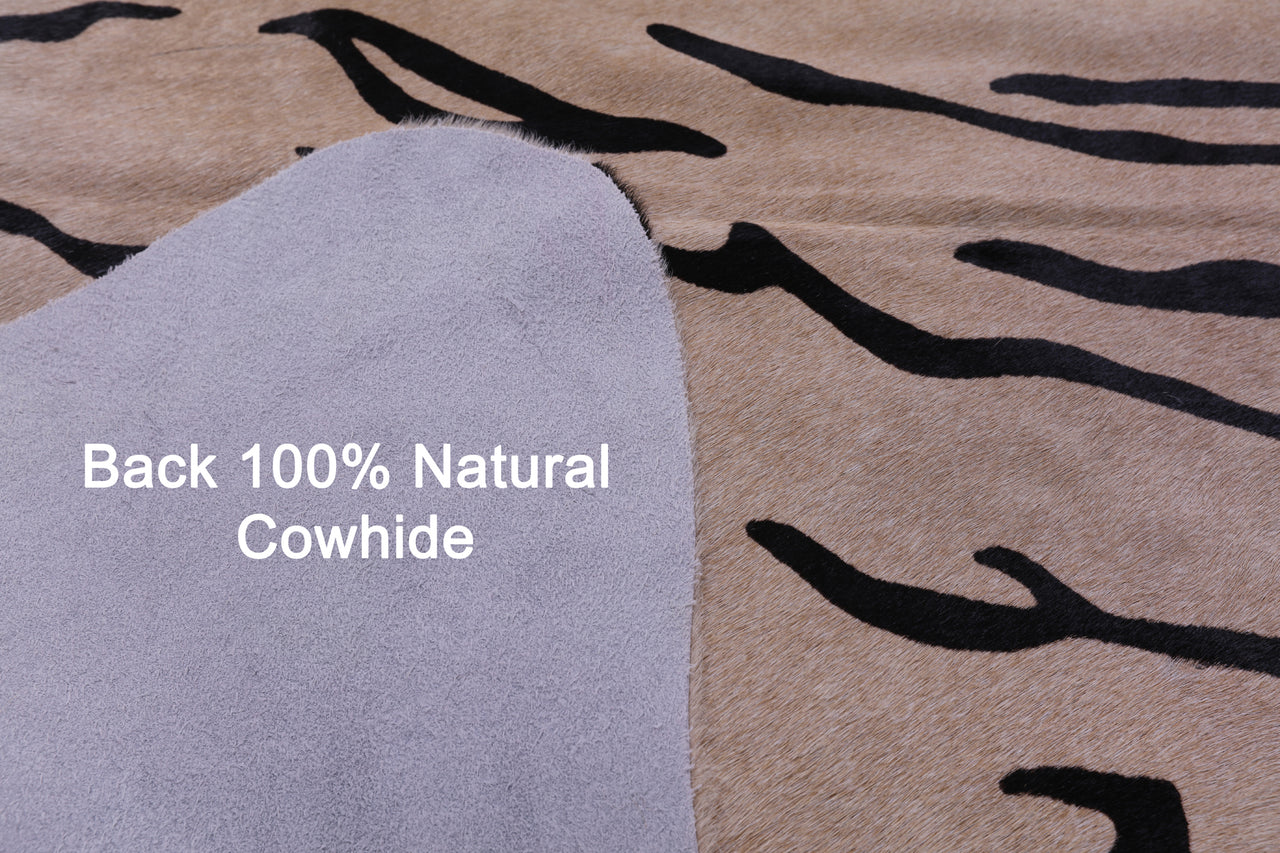 Tiger Animal Print Natural Cowhide Rug - X-Large 7' 0"H x 6' 1"W