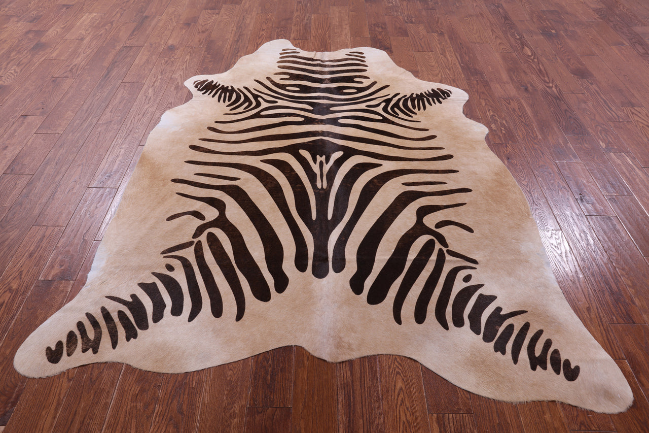 Zebra Animal Print Natural Cowhide Rug - X-Large 7' 4"H x 6' 0"W