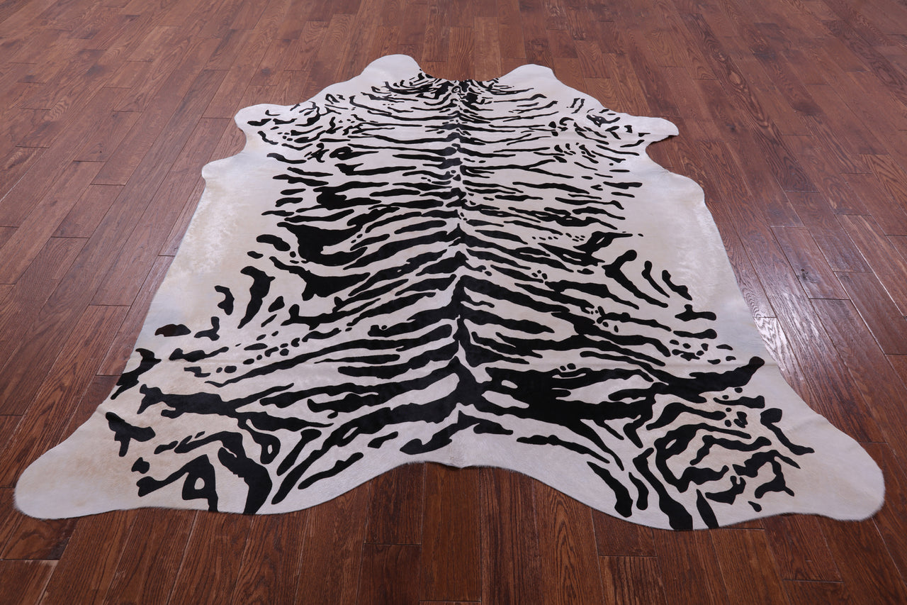 Tiger Animal Print Natural Cowhide Rug - X-Large 7' 5"H x 6' 8"W