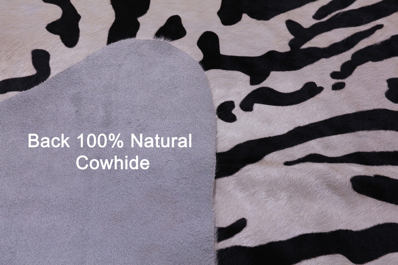Tiger Animal Print Natural Cowhide Rug - X-Large 7' 5"H x 6' 8"W