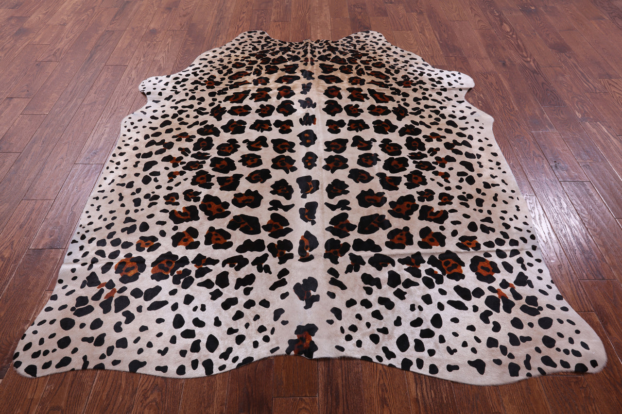 Jaguar Animal Print Natural Cowhide Rug - X-Large 7' 2"H x 5' 10"W