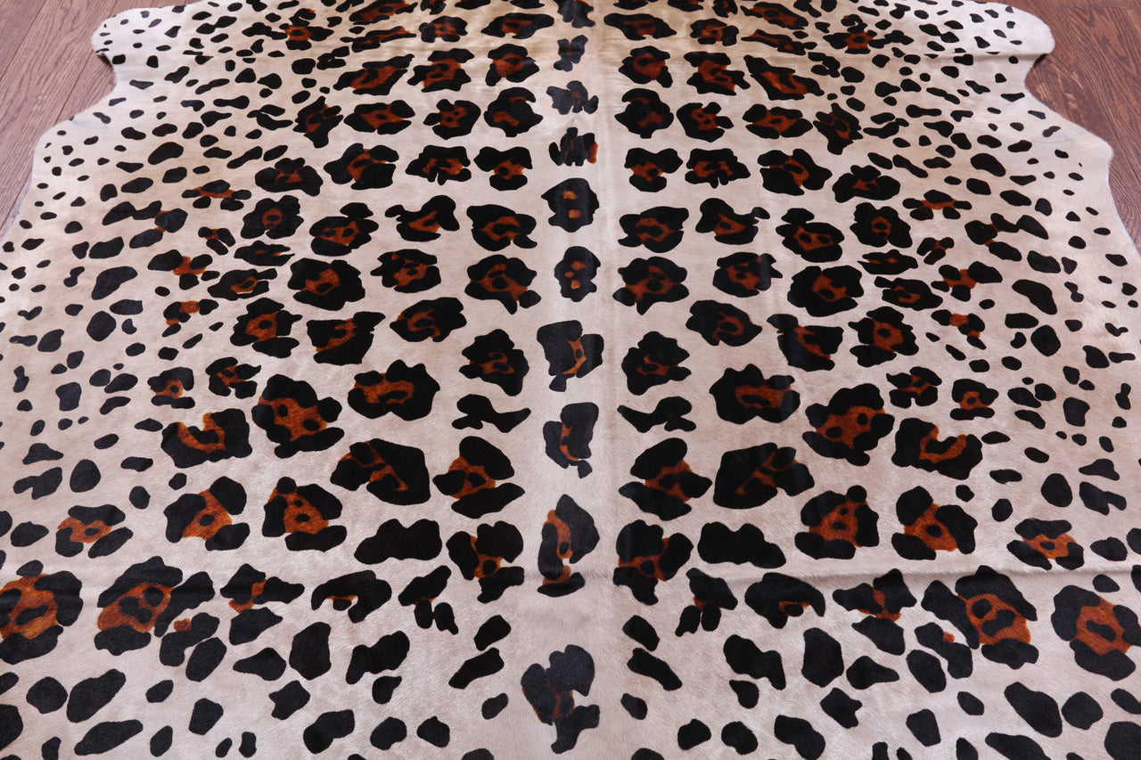 Jaguar Animal Print Natural Cowhide Rug - X-Large 7' 2"H x 5' 10"W