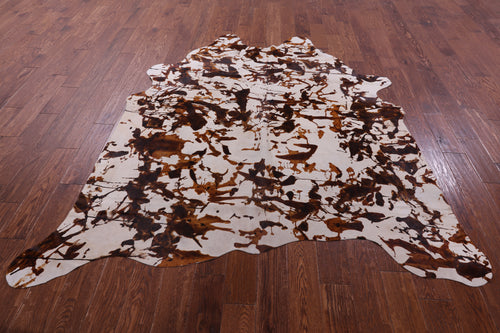 Abstract Printed Natural Cowhide Rug - X-Large 7' 1