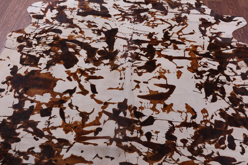 Abstract Printed Natural Cowhide Rug - X-Large 7' 1