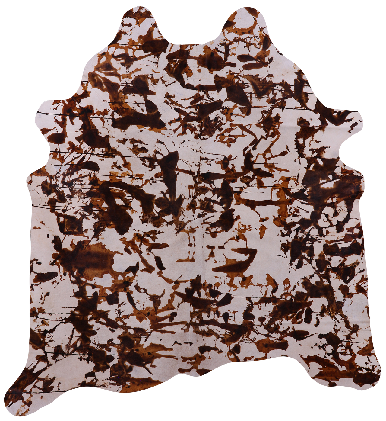 Abstract Printed Natural Cowhide Rug - X-Large 7' 1"H x 6' 7"W
