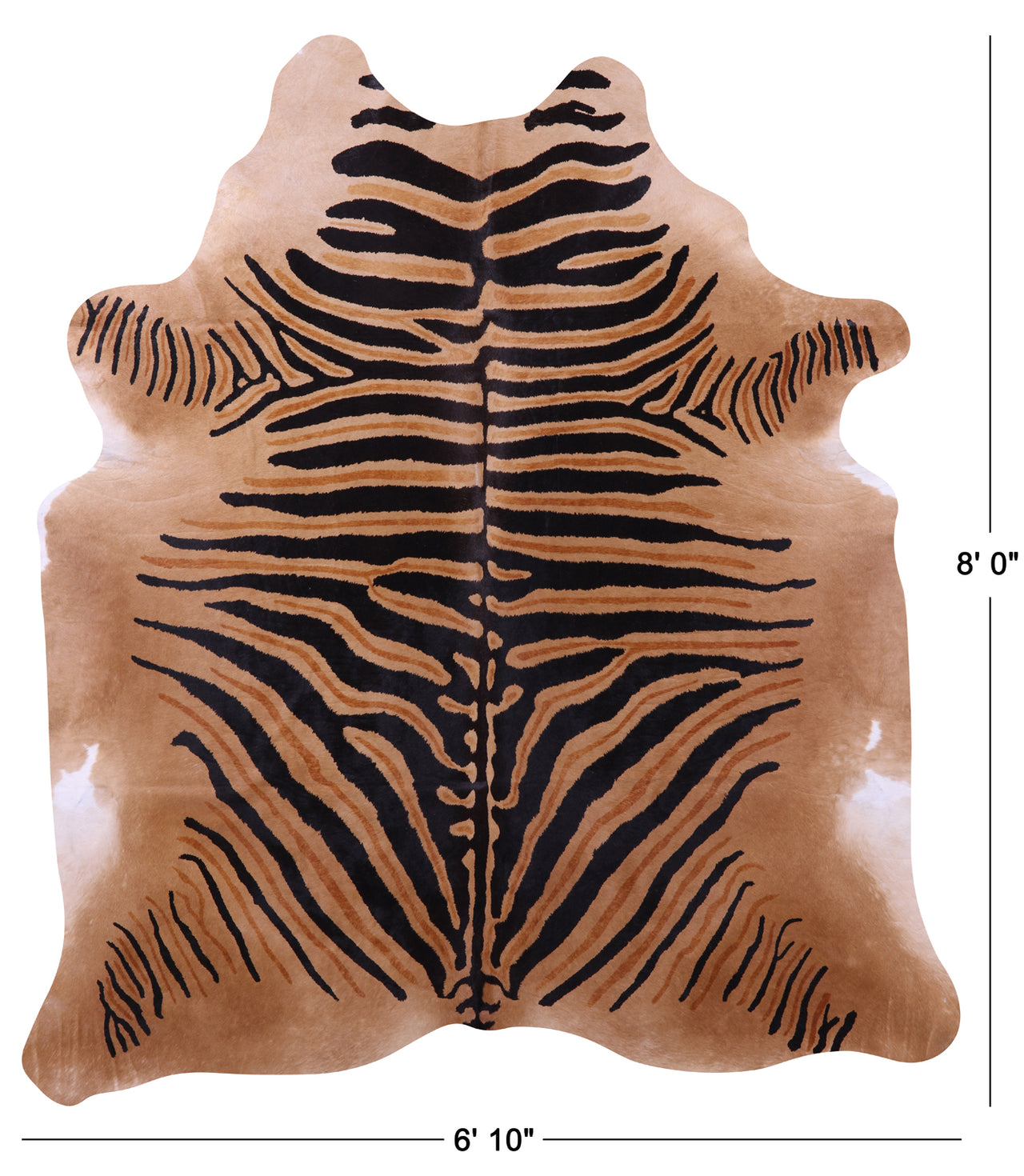 Zebra Animal Print Natural Cowhide Rug - XX-Large 8' 0"H x 6' 10"W