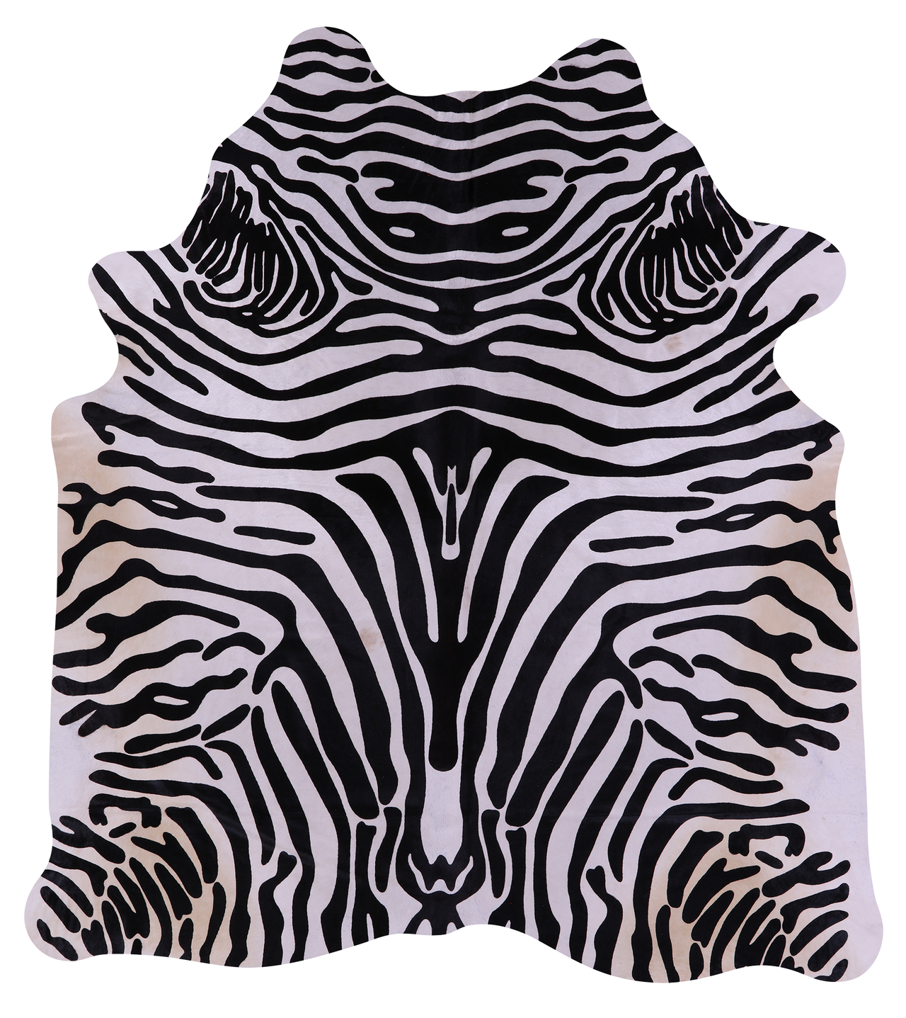 Zebra Animal Print Natural Cowhide Rug - X-Large 7' 0"H x 6' 4"W