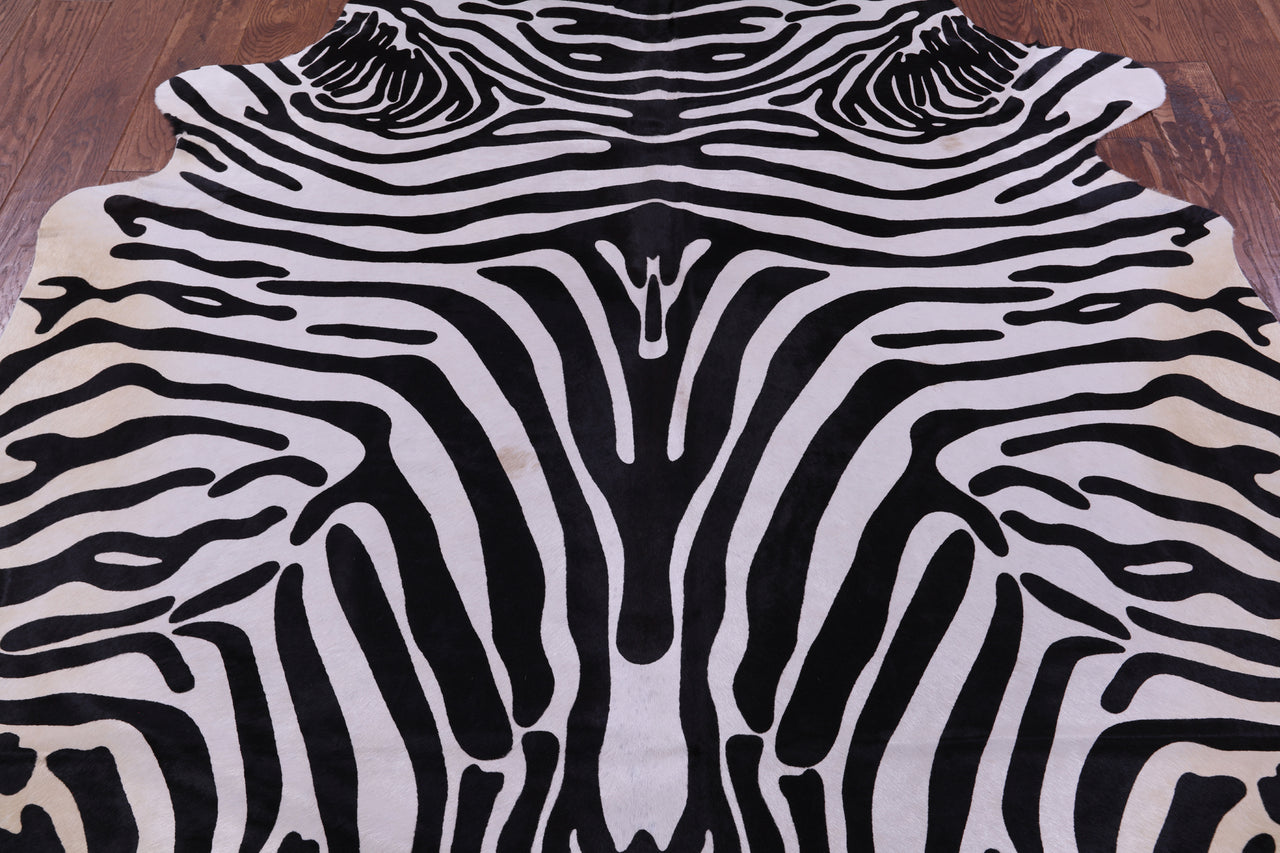 Zebra Animal Print Natural Cowhide Rug - X-Large 7' 0"H x 6' 4"W