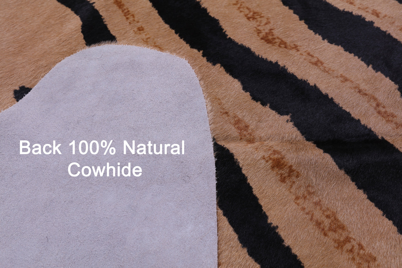 Zebra Animal Print Natural Cowhide Rug - XX-Large 7' 9"H x 6' 8"W