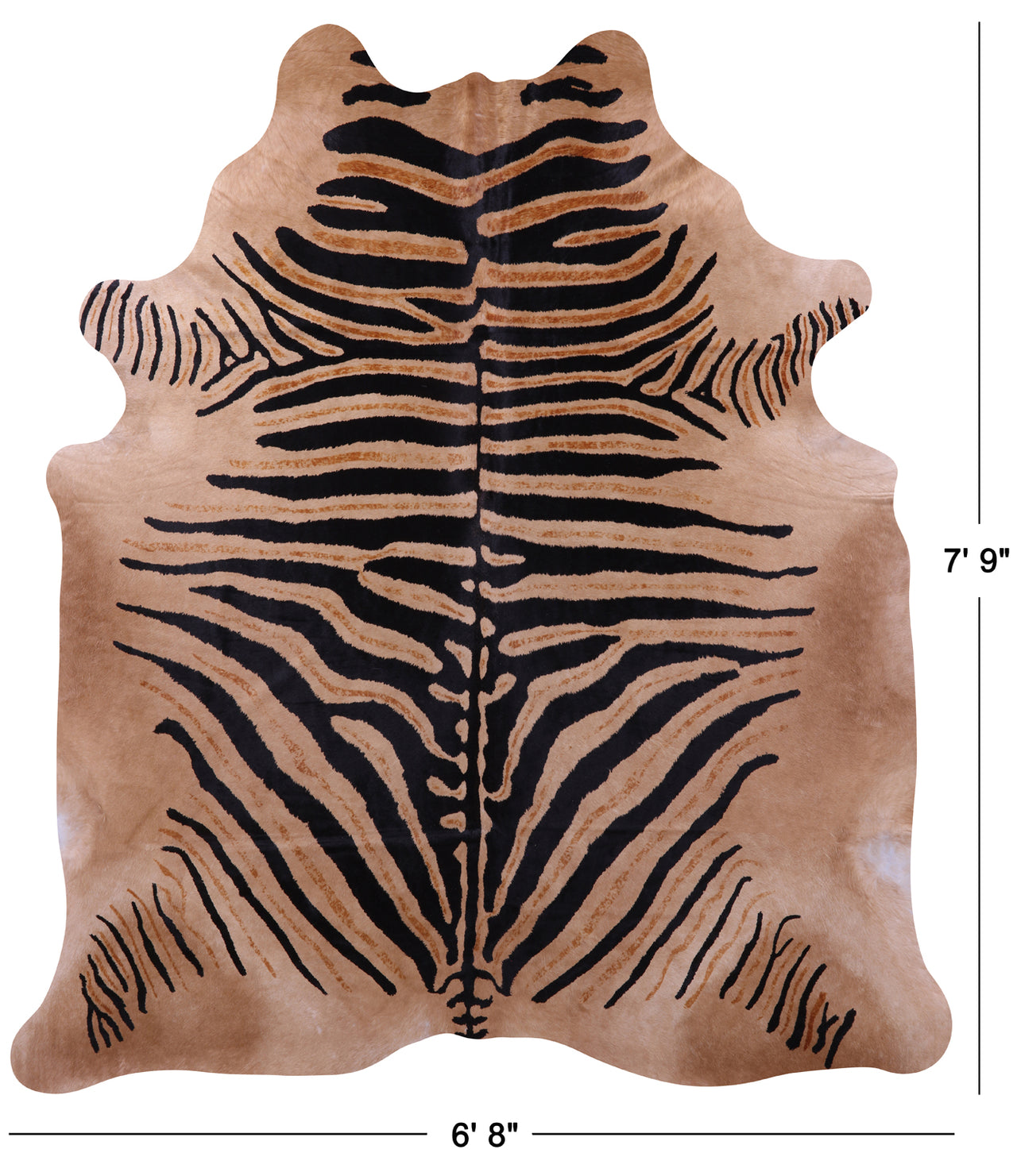 Zebra Animal Print Natural Cowhide Rug - XX-Large 7' 9"H x 6' 8"W