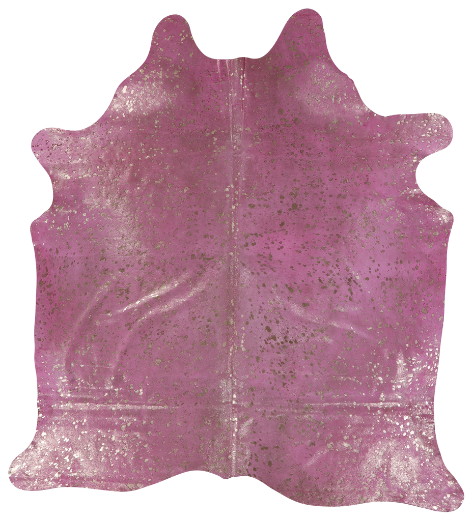 Gold Metallic Natural Pink Dyed Cowhide Rug - X-Large 7' 0"H x 6' 6"W
