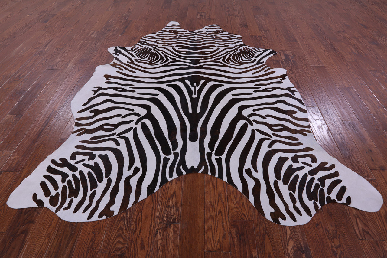 Zebra Animal Print Natural Cowhide Rug - XX-Large 8' 3"H x 7' 0"W