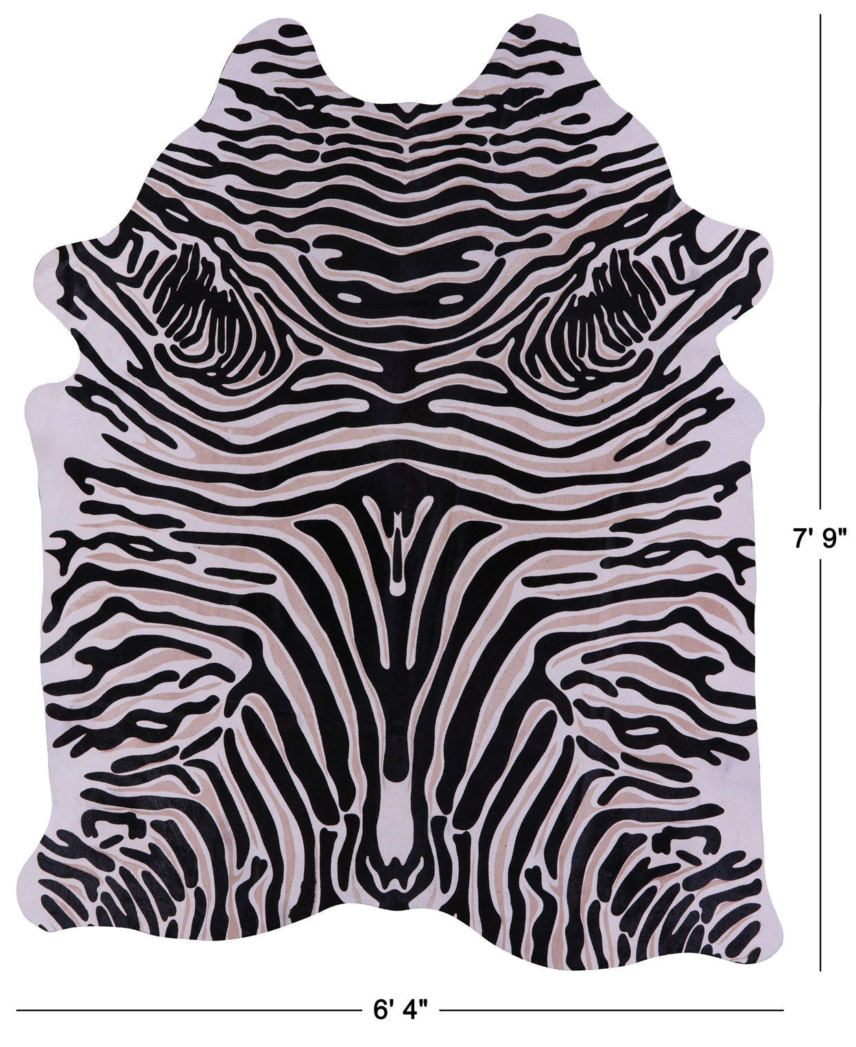 Zebra Animal Print Natural Cowhide Rug - XX-Large 7' 9"H x 6' 4"W
