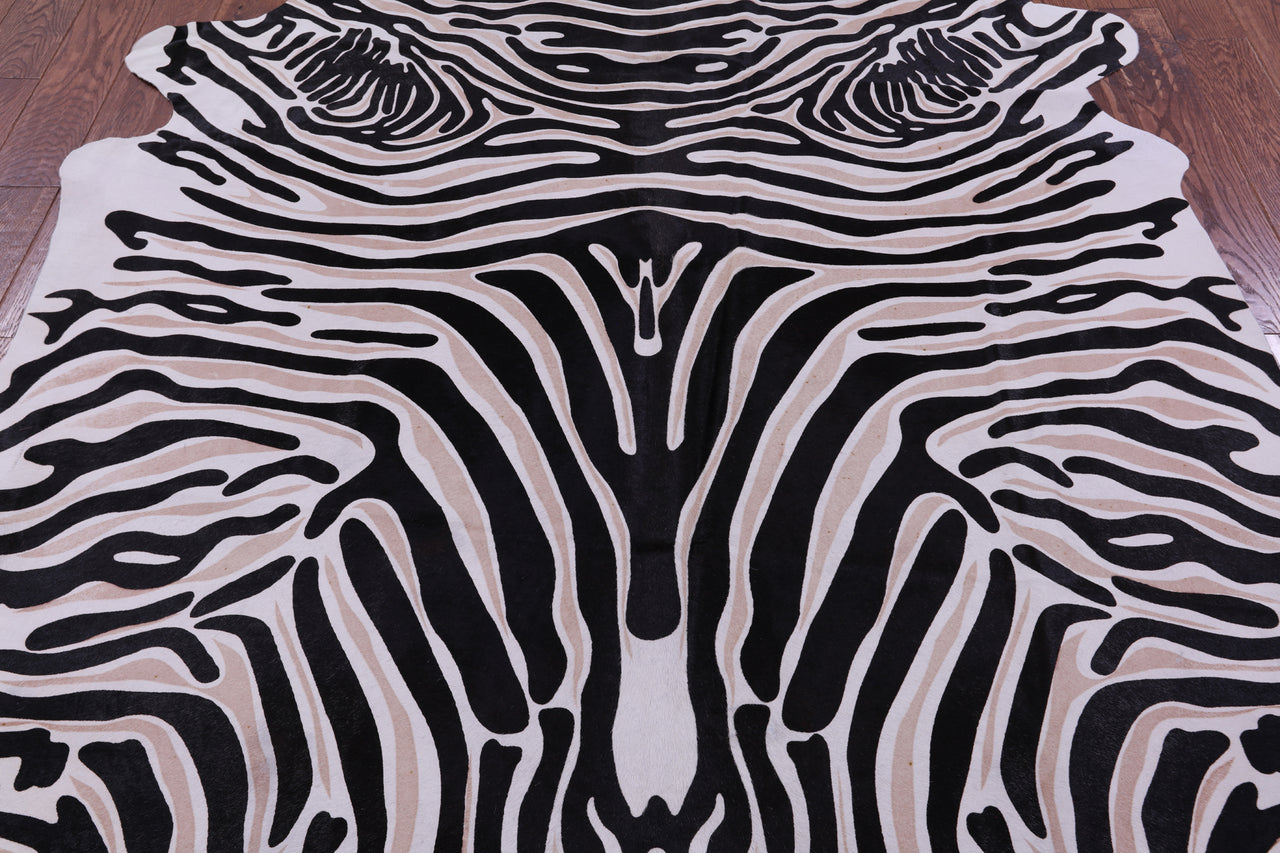 Zebra Animal Print Natural Cowhide Rug - XX-Large 7' 9"H x 6' 4"W
