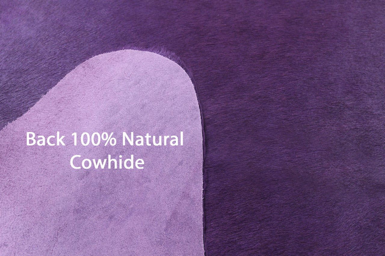 Purple Dyed Natural Cowhide Rug - Large 6' 8"H x 6' 2"W
