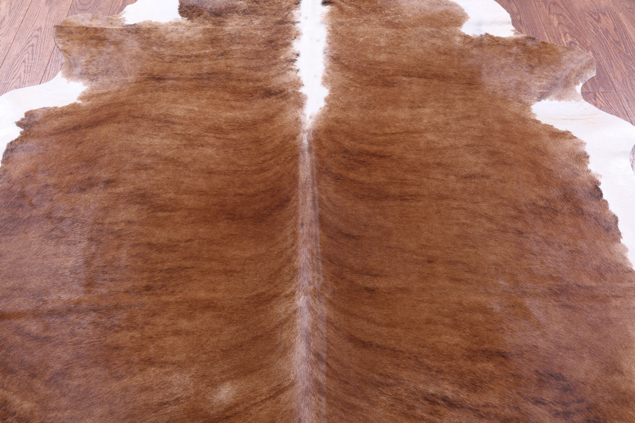 Brown & White Natural Cowhide Rug - X-Large 7' 3"H x 6' 2"W