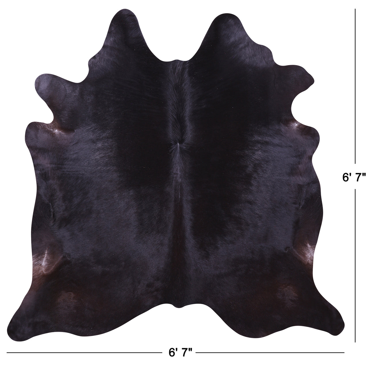 Black Natural Cowhide Rug - Large 6' 7"H x 6' 7"W