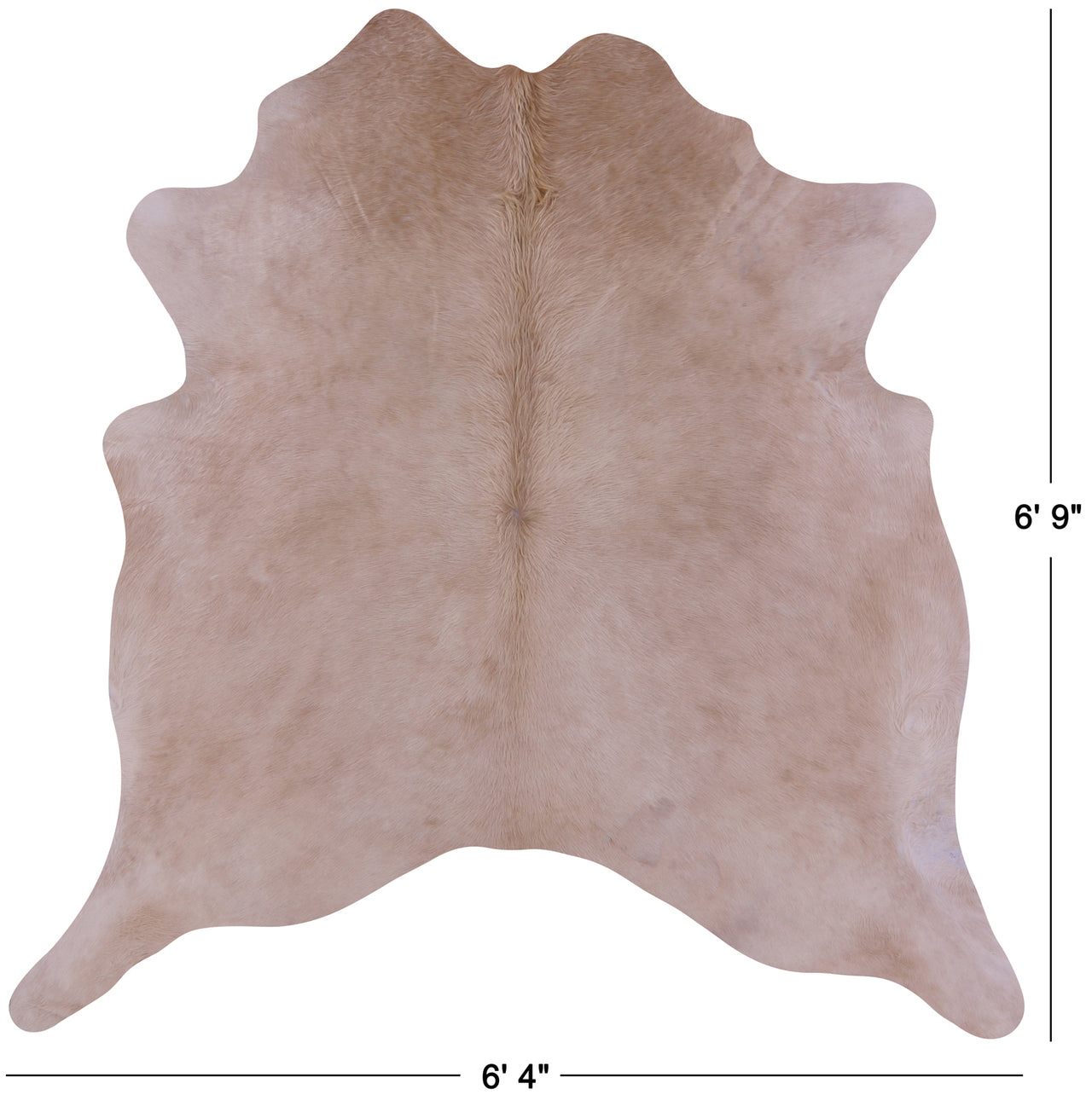 Beige Natural Cowhide Rug - Large 6' 9"H x 6' 4"W