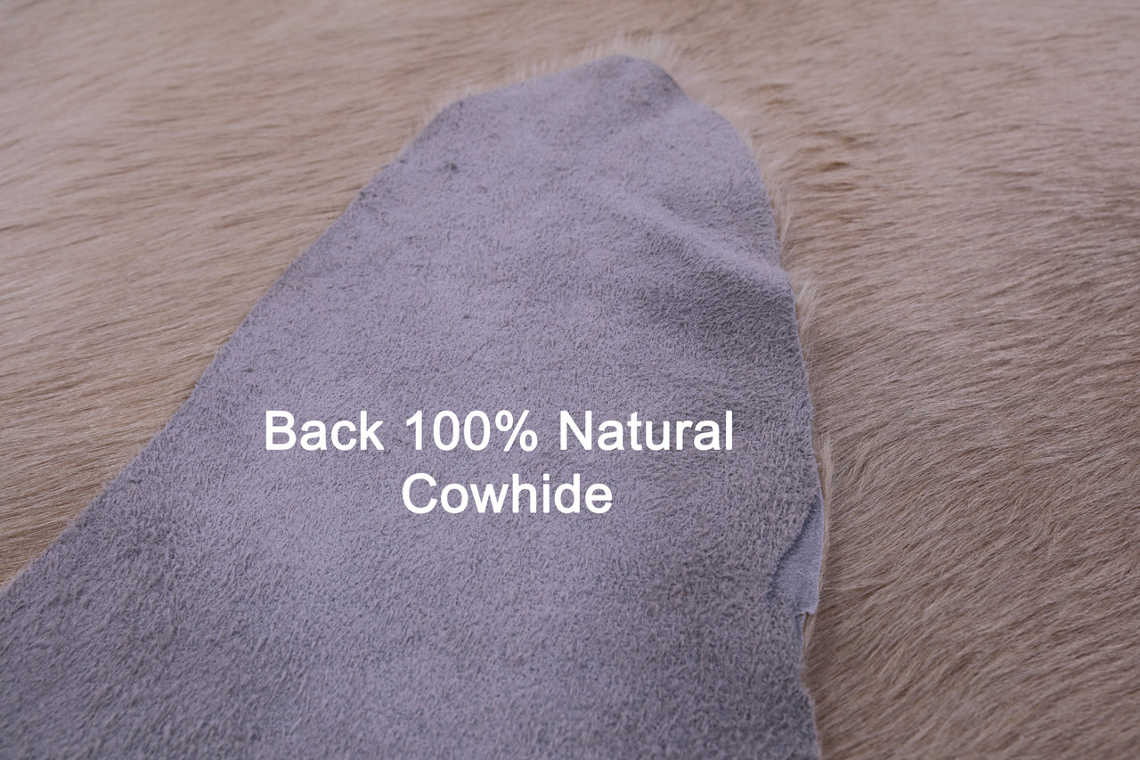 Beige Natural Cowhide Rug - Large 6' 9"H x 6' 4"W