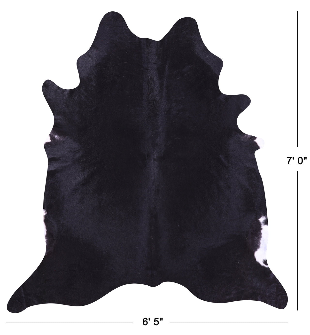 Black Natural Cowhide Rug - X-Large 7' 0"H x 6' 5"W