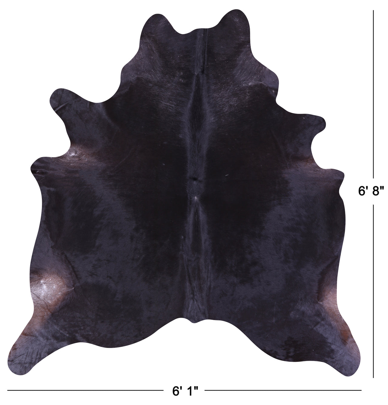 Black Natural Cowhide Rug - Large 6' 8"H x 6' 1"W