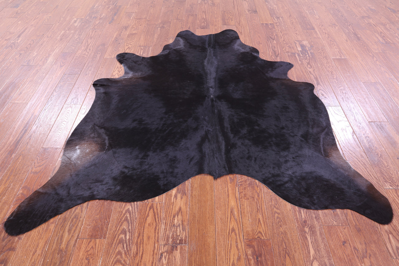 Black Natural Cowhide Rug - Large 6' 8"H x 6' 1"W