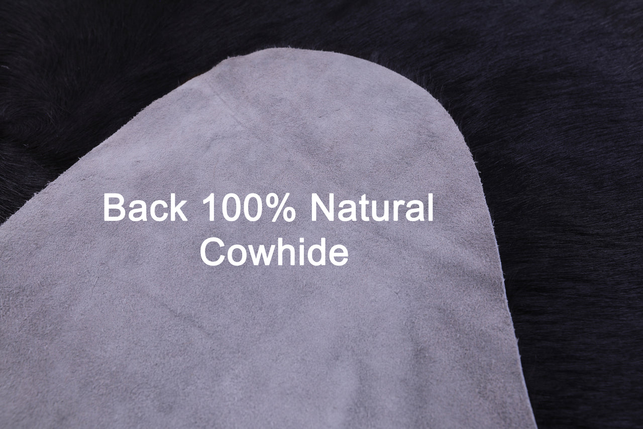 Black Natural Cowhide Rug - Large 6' 8"H x 6' 1"W