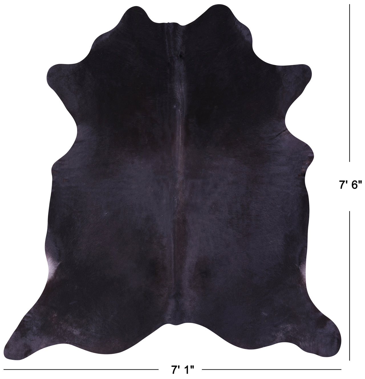 Black Natural Cowhide Rug - X-Large 7' 6"H x 7' 1"W