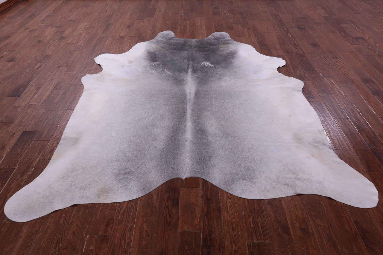 Grey & White Natural Cowhide Rug - XX-Large 8' 9"H x 7' 7"W