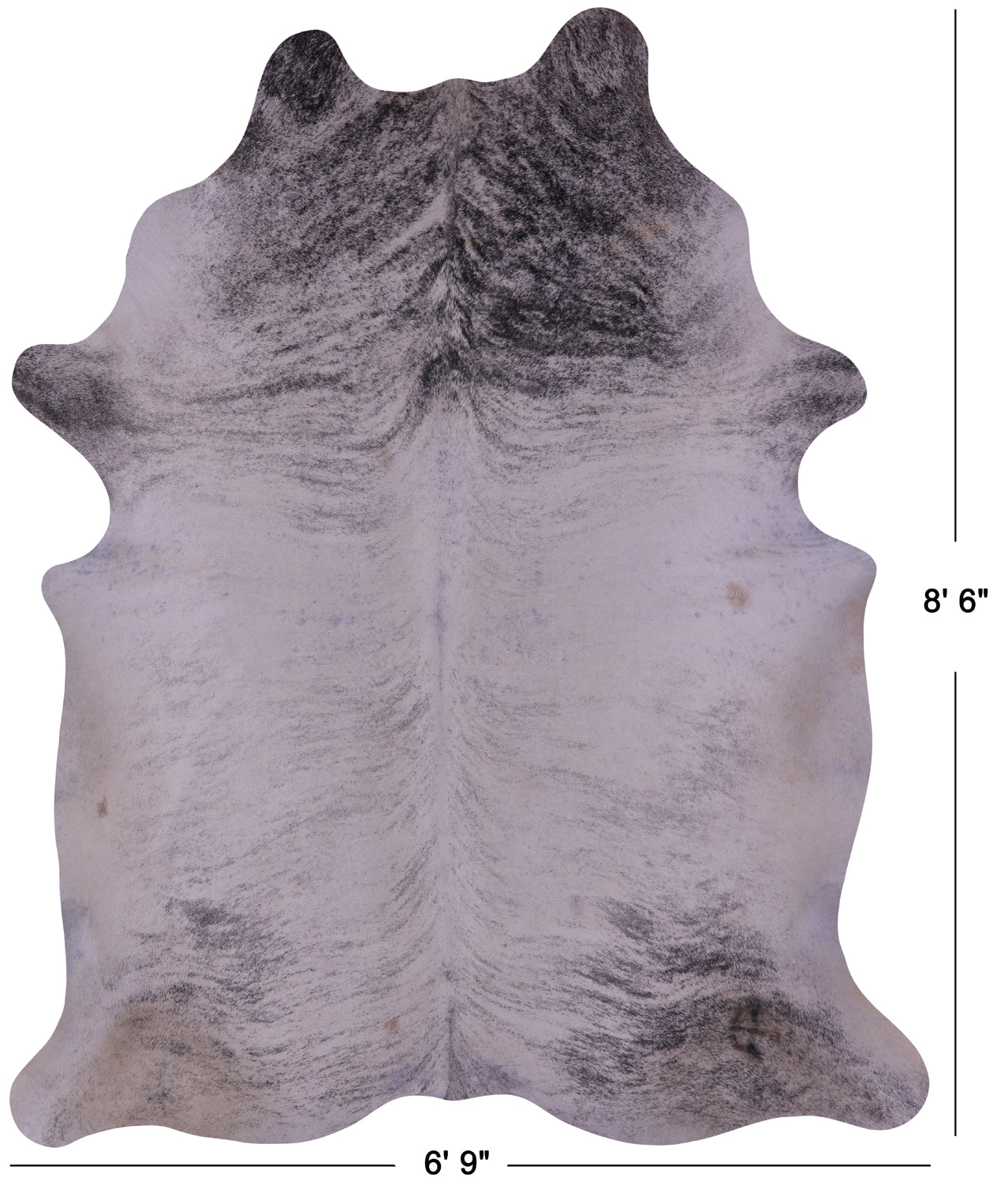 Grey Brindle Natural Cowhide Rug - XX-Large 8' 6"H x 6' 9"W