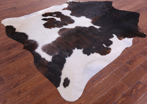 Brown & White Natural Cowhide Rug - XX-Large 7' 8