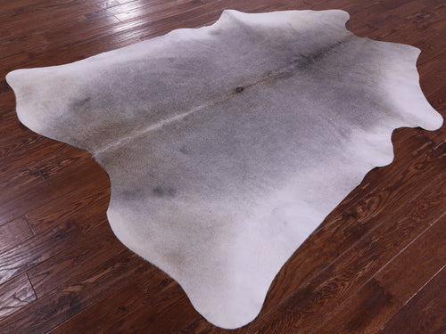 Grey & White Natural Cowhide Rug - XX-Large 7' 8